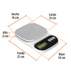 BÀSCULA DIGITAL PARA COCINA, PLATO DE ACERO INOX, 5KG, TRUPER 103116 *