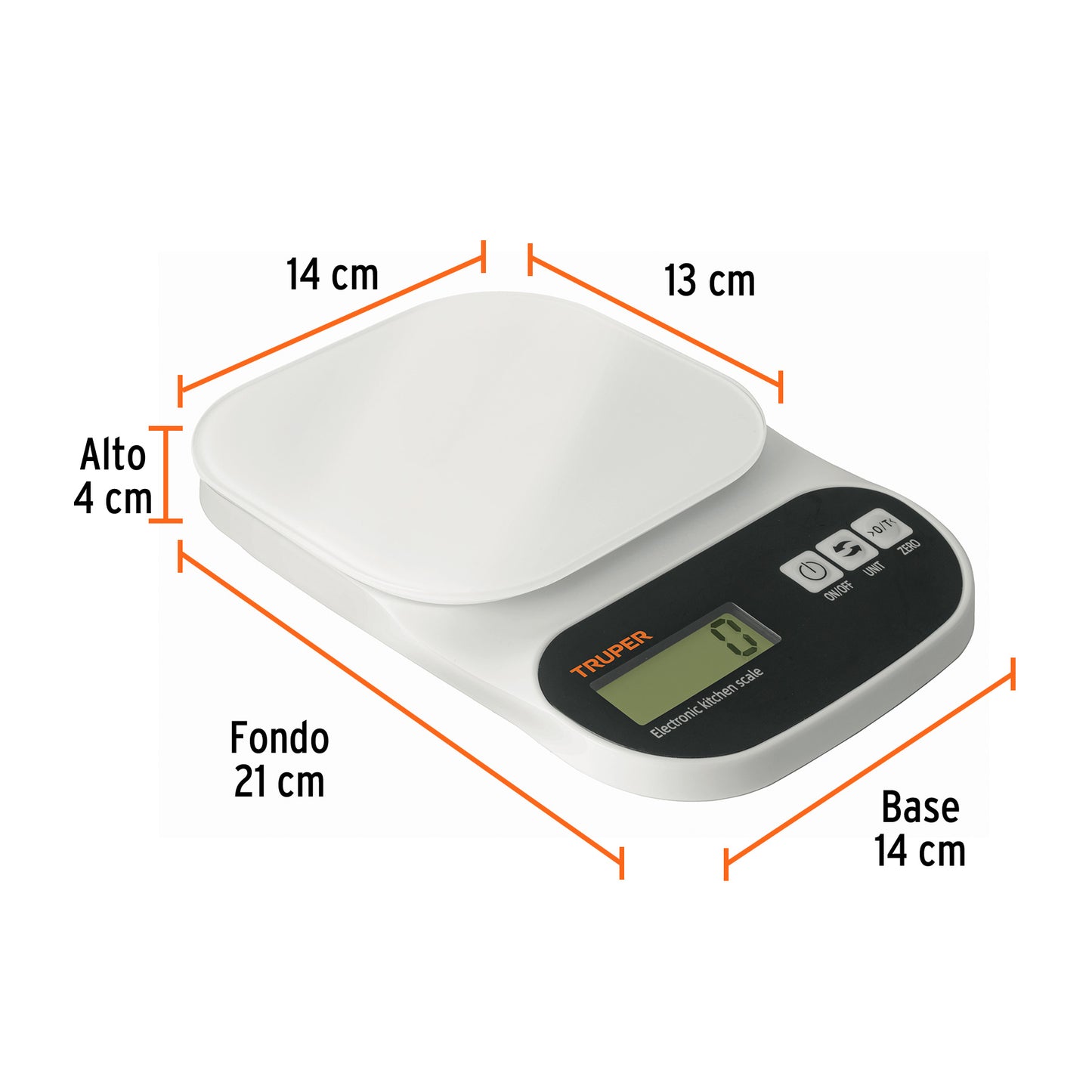 BÁSCULA DIGITAL BASE DE VIDRIO PARA COCINA, CAPACIDAD 5KG 15160 *