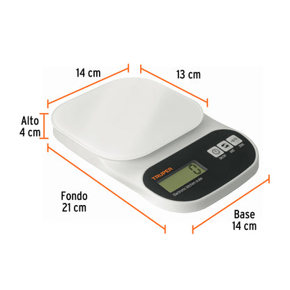 BÁSCULA DIGITAL BASE DE VIDRIO PARA COCINA, CAPACIDAD 5KG 15160 *