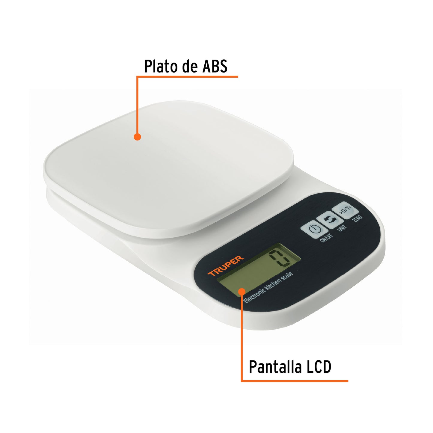 BÁSCULA DIGITAL BASE PLÁSTICA PARA COCINA CAPACIDAD 5KG 15161 *