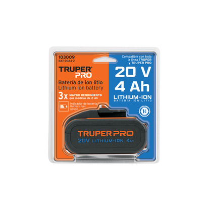 BATERIA ION LITIO 20V, 4 AH, TRUPER PRO 103009 P