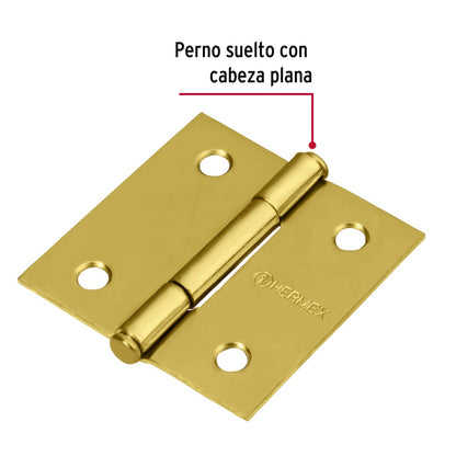 BISAGRA CUADRADA 2", LATONADO, CABEZA PLANA, HERMEX 43235 P