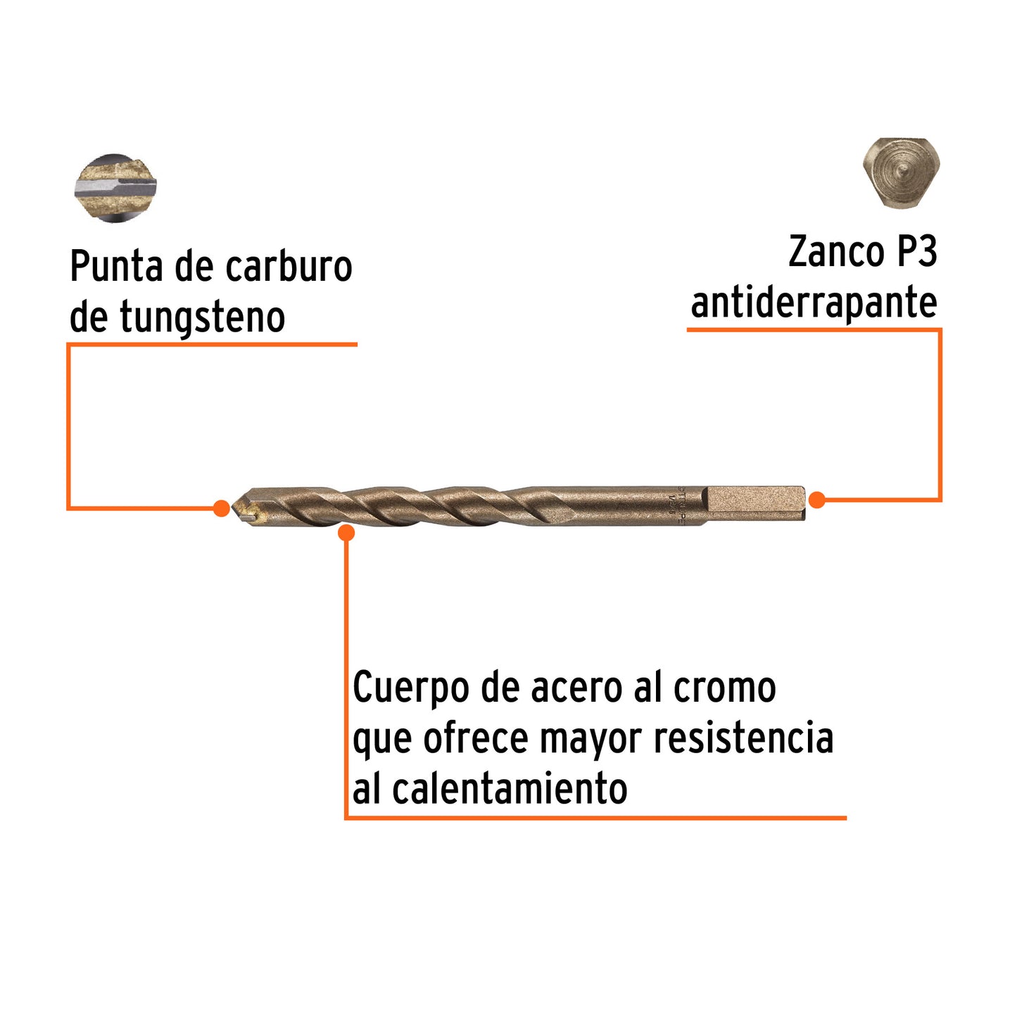 BROCA PARA CONCRETO DE 1/2 X 6", TRUPER 11230 *