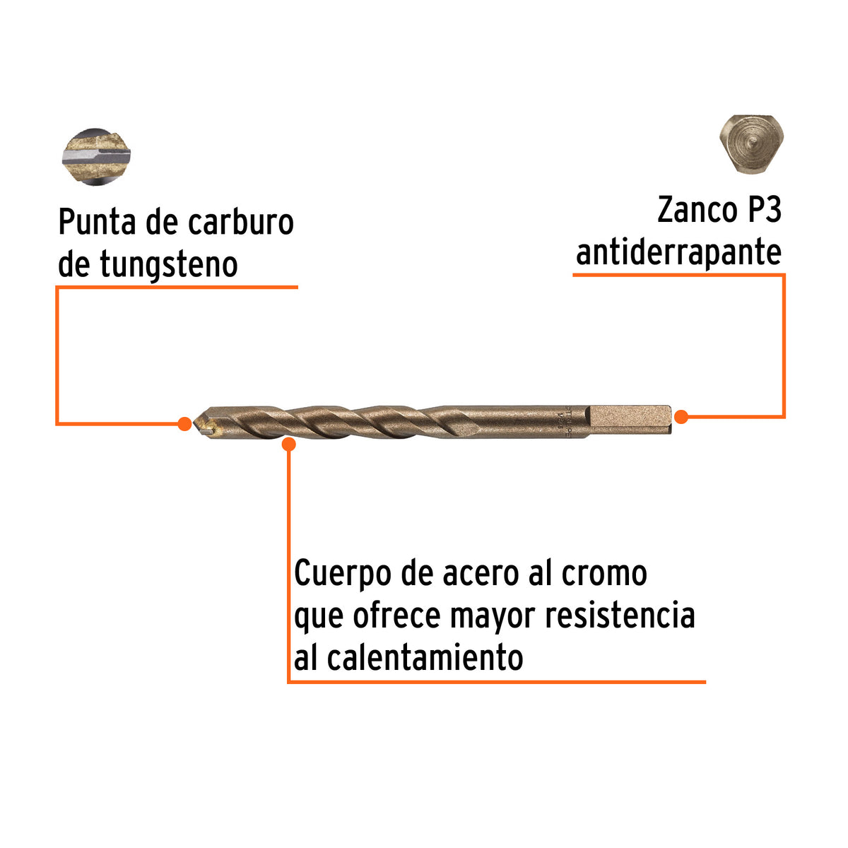 BROCA PARA CONCRETO DE 1/2 X 6", TRUPER 11230 *