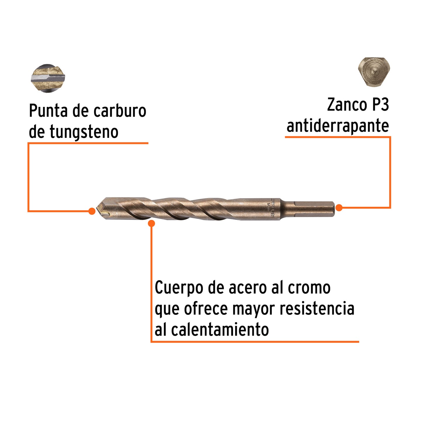 BROCA PARA CONCRETO DE  5/8 x 6", TRUPER 11236 P