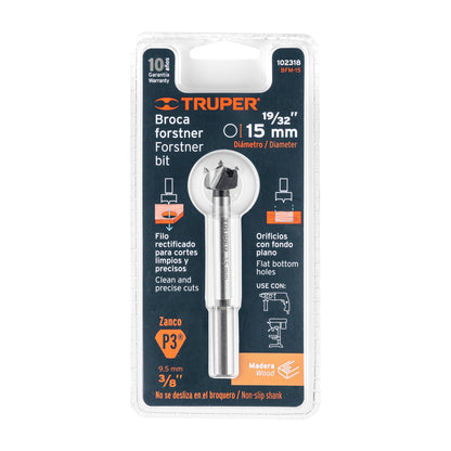 BROCA FORSTNER 15 MM PARA MADERA, TRUPER 102318 N