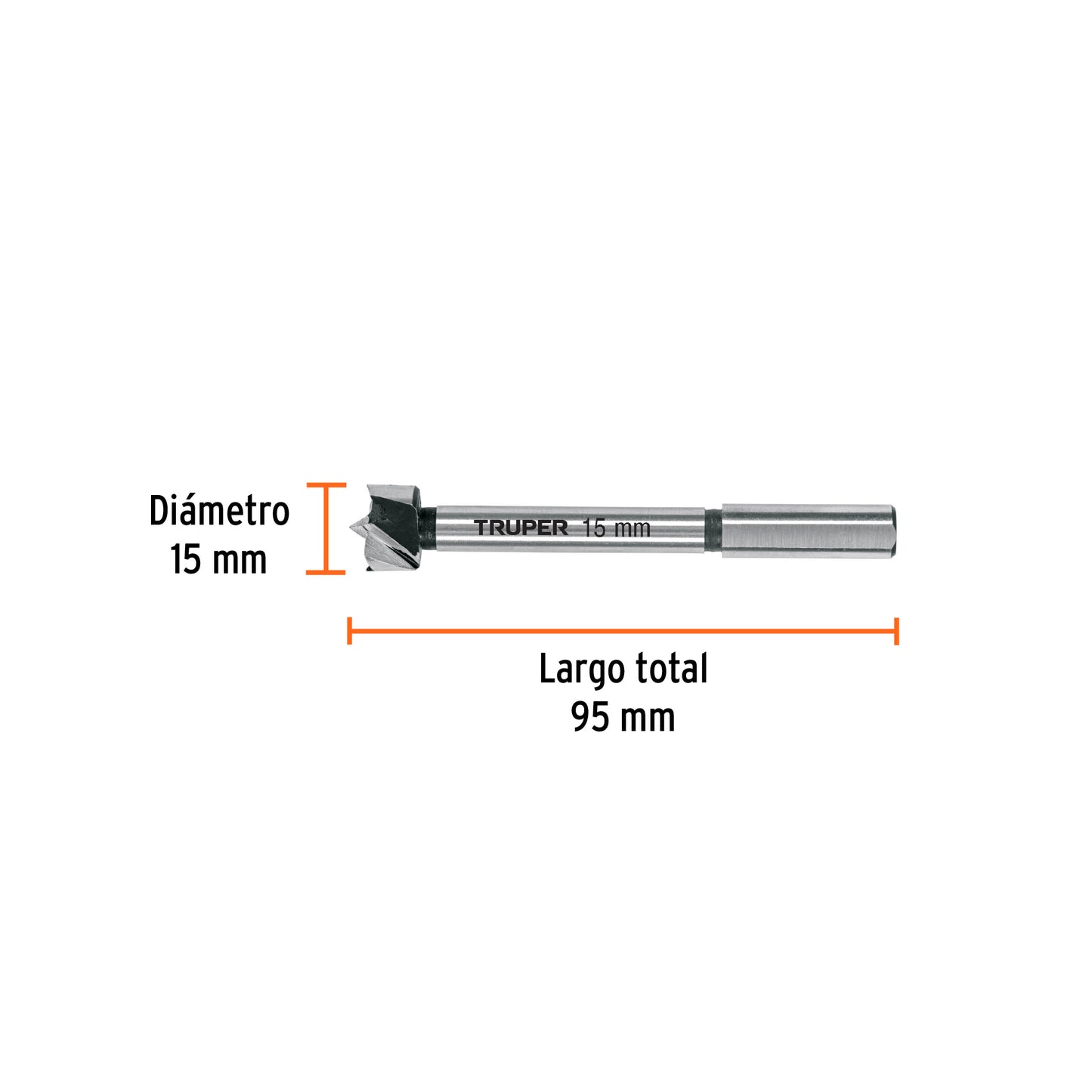 BROCA FORSTNER 15 MM PARA MADERA, TRUPER 102318 N