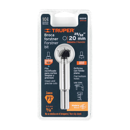 BROCA FORSTNER 20 MM PARA MADERA, TRUPER 102319 N