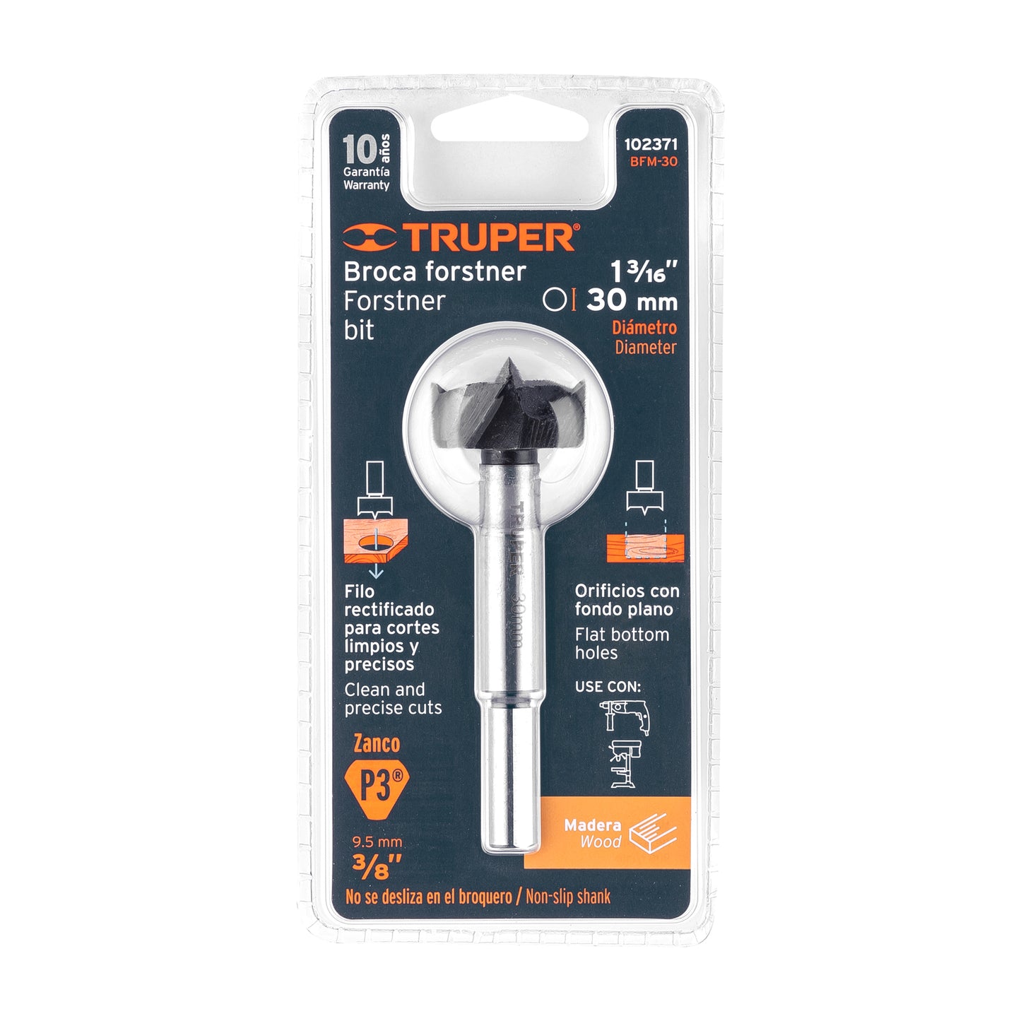 BROCA FORSTNER 30 MM PARA MADERA, TRUPER 102371 N