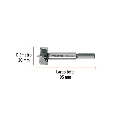 BROCA FORSTNER 30 MM PARA MADERA, TRUPER 102371 N