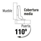 2 BISAGRAS BIDIMENSIONALES 110°, COBERTURA MEDIA, HERMEX 43161 *