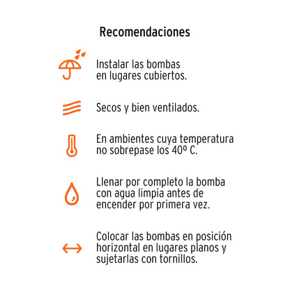 BOMBA CENTRÍFUGA PARA AGUA DE 1/2 HP, TRUPER 100388 *