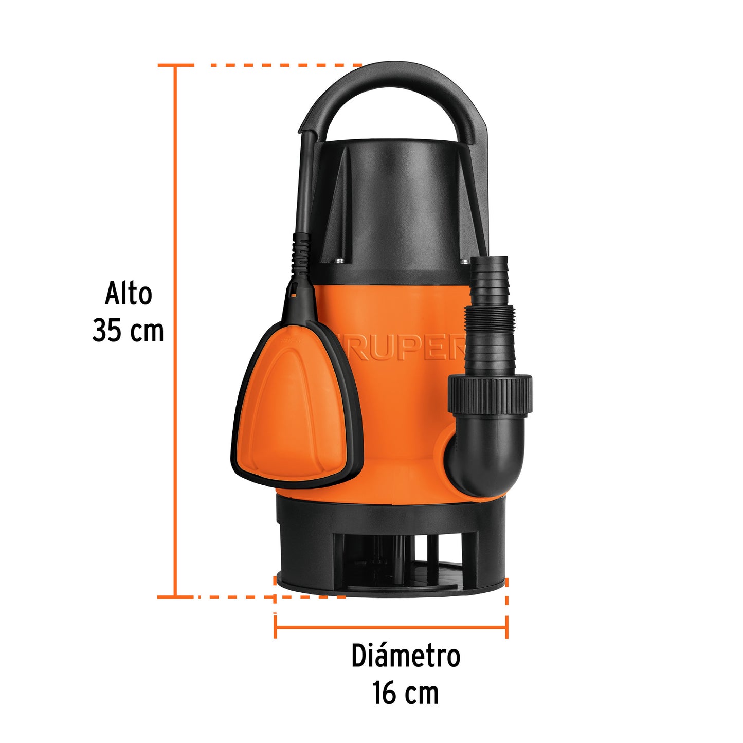 BOMBA SUMERGIBLE PLÁSTICA, 1-1/2 HP PARA AGUA SUCIA, TRUPER 12604 *
