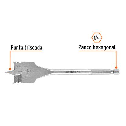BROCA PLANA DE MANITA 1-1/8" PARA MADERA, TRUPER 11387 *