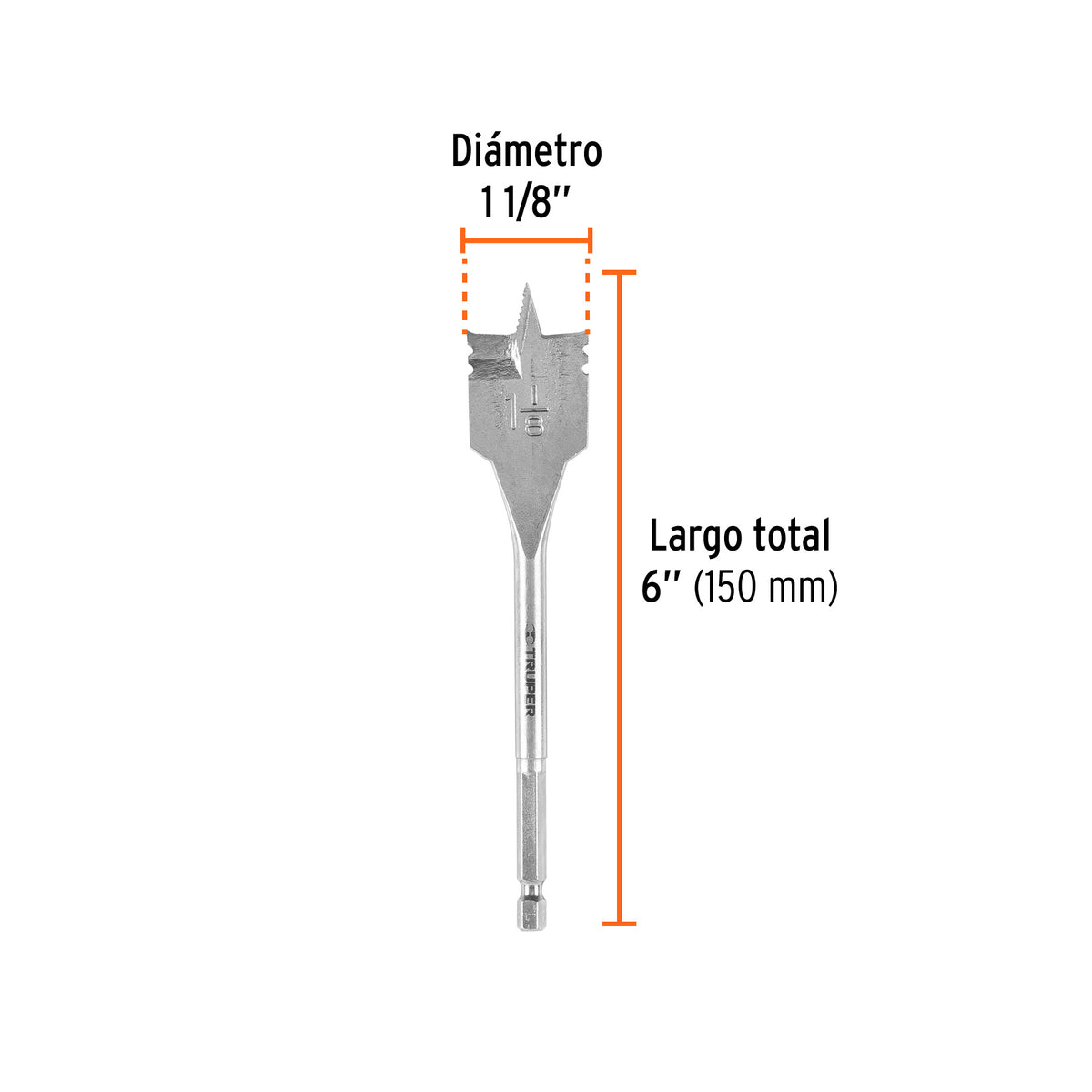 BROCA PLANA DE MANITA 1-1/8" PARA MADERA, TRUPER 11387 *