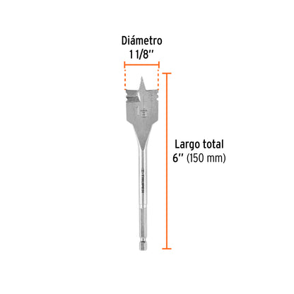 BROCA PLANA DE MANITA 1-1/8" PARA MADERA, TRUPER 11387 *