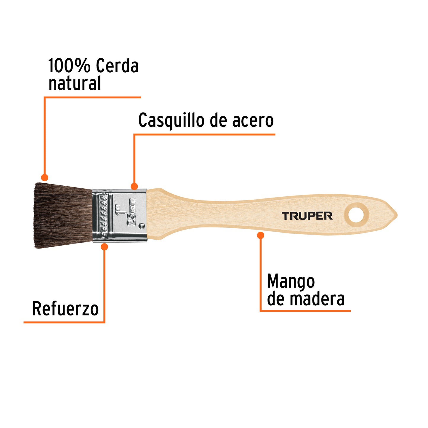 BROCHA PELO DE CAMELLO DE 1'' DE MADERA TRUPER 12466 *