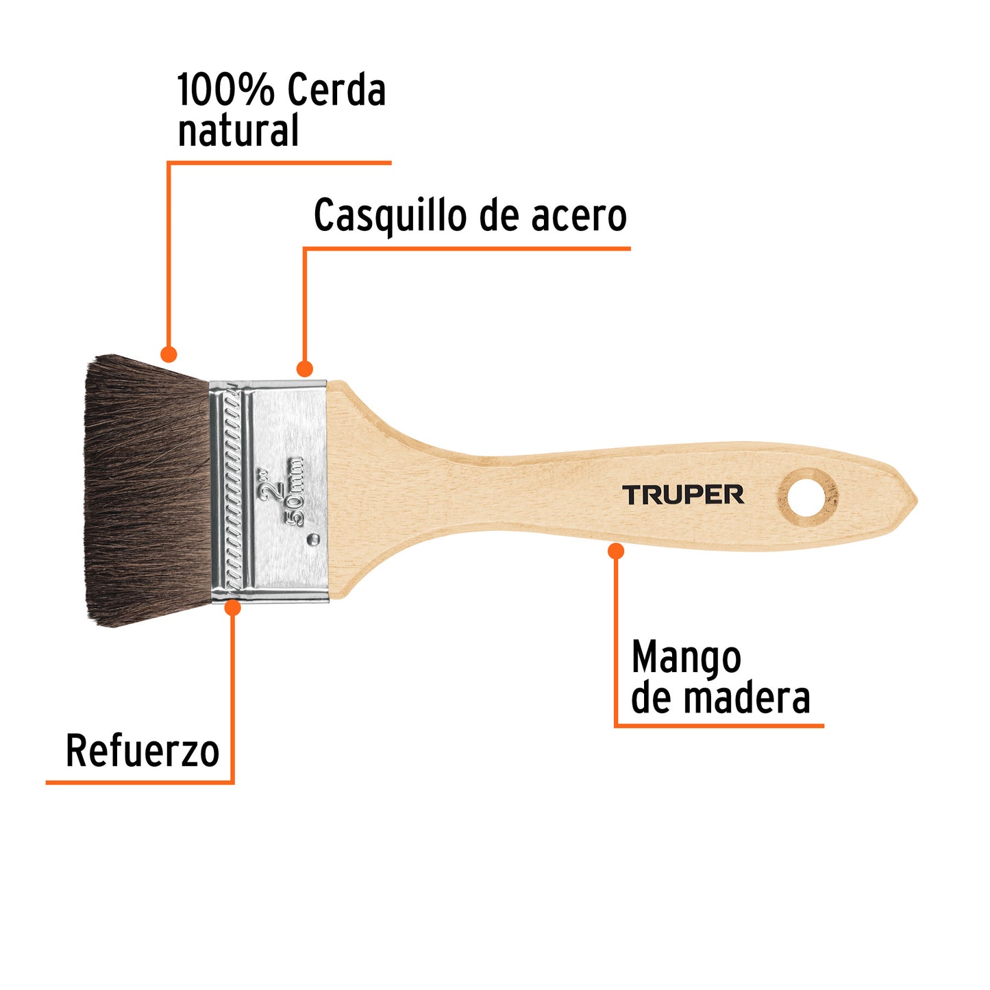 BROCHA PELO DE CAMELLO DE 2'' CON MANGO DE MADERA TRUPER 12468 *