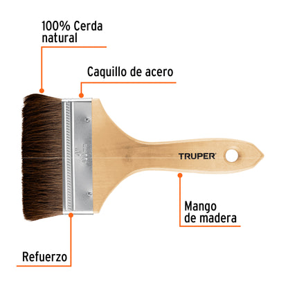 BROCHA PELO DE CAMELLO DE 4'' CON MANGO DE MADERA, TRUPER 12470 P