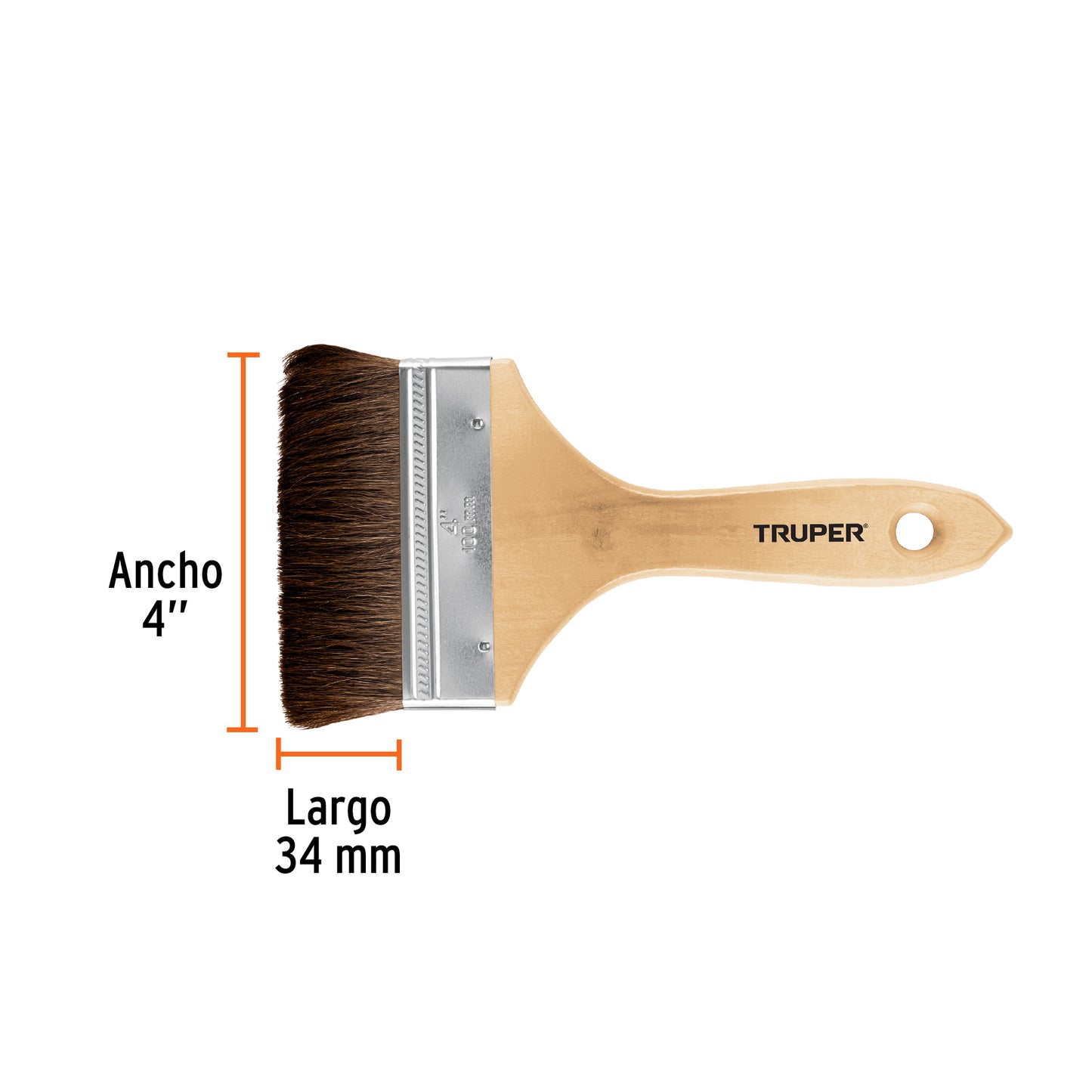 BROCHA PELO DE CAMELLO DE 4'' CON MANGO DE MADERA, TRUPER 12470 P