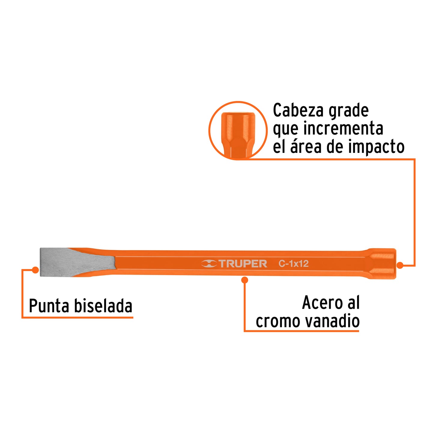 CINCEL DE CROTE FRIO DE 1 X 12'', TRUPER 12166 P