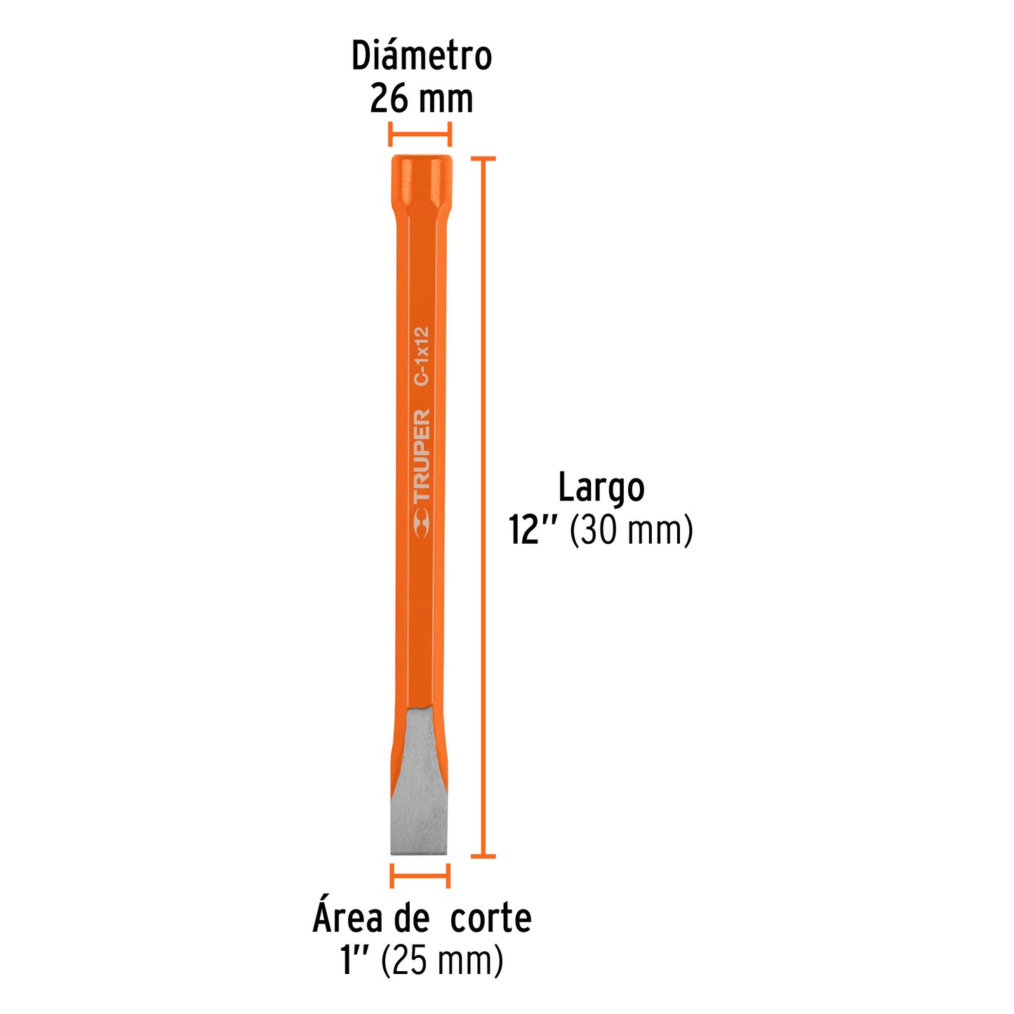 CINCEL DE CROTE FRIO DE 1 X 12'', TRUPER 12166 P