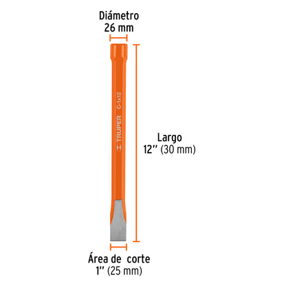 CINCEL DE CROTE FRIO DE 1 X 12'', TRUPER 12166 P
