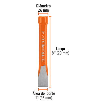 CINCEL DE CORTE FRIO DE 1 X 8'', TRUPER 12160 *