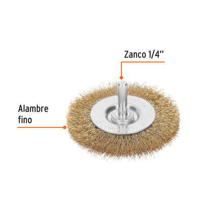 CARDA CIRCULAR 3'' ALAMBRE FINO PARA TALADRO, TRUPER 11575 P