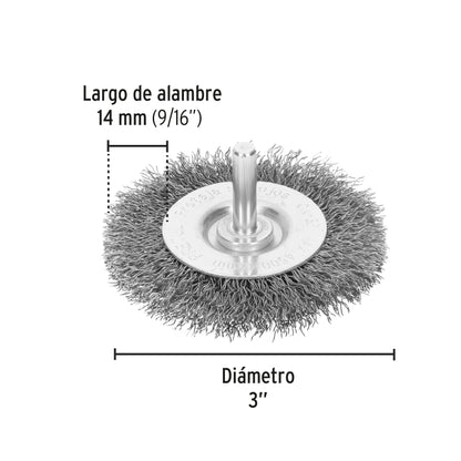 CARDA CIRCULAR 3' ALAMBRE GRUESO PARA TALADRO, PRETUL 21003 *