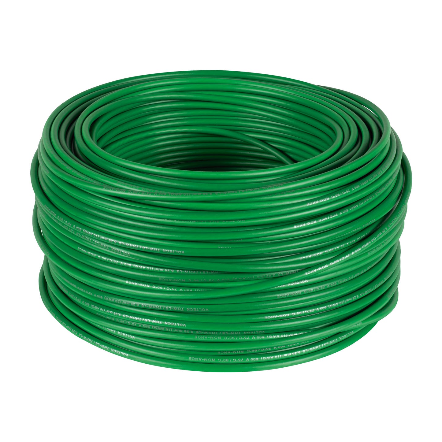 ROLLO DE 100 M DE CABLE THHW-LS 10 AWG VERDE, VOLTECK 46063 *