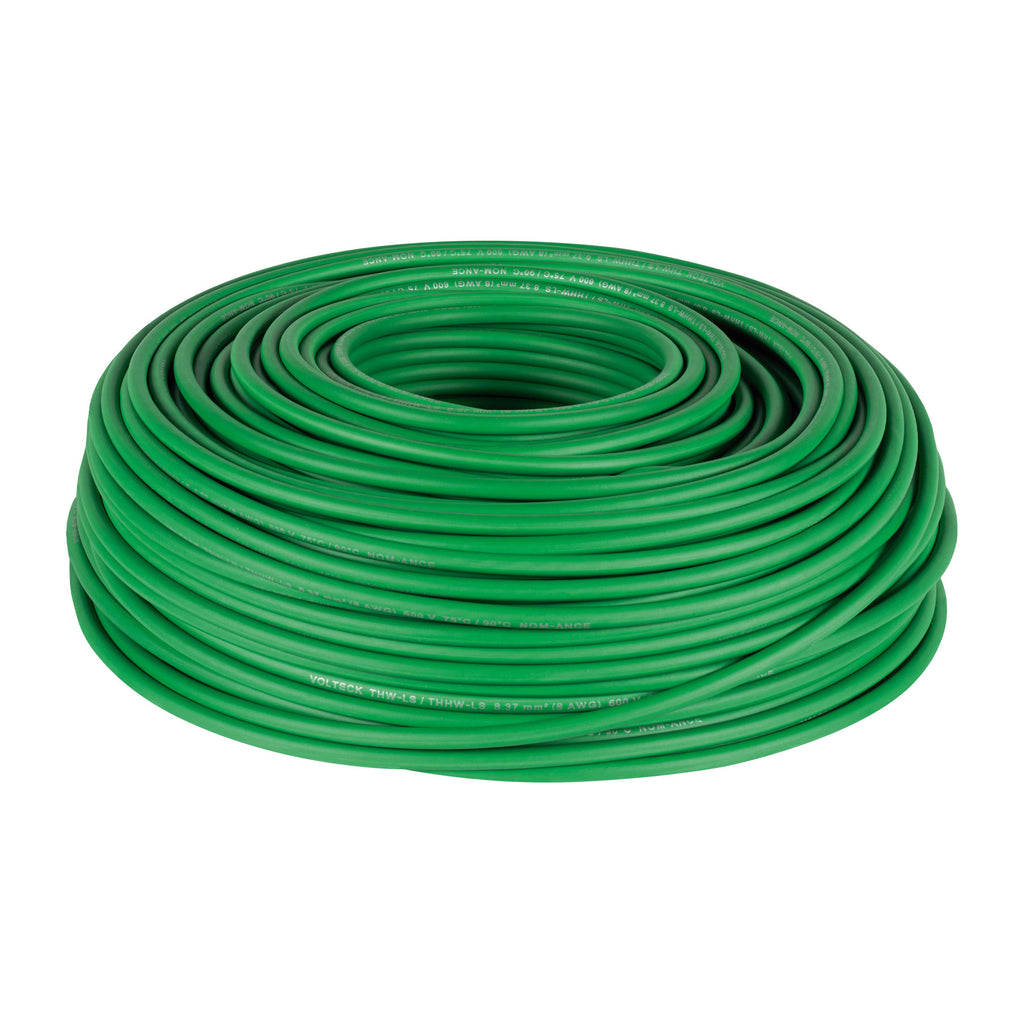 ROLLO DE 100 M DE CABLE THHW-LS 8 AWG VERDE, VOLTECK 46062 *
