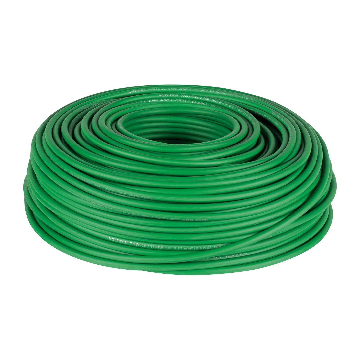 ROLLO DE 100 M DE CABLE THHW-LS 8 AWG VERDE, VOLTECK 46062 *