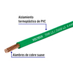 ROLLO DE 100 M DE CABLE THHW-LS 8 AWG VERDE, VOLTECK 46062 *