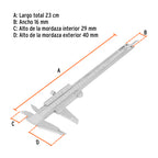 CALIBRADOR VERNIR ANALÒGICO 6'', ACERO INOX, STD Y MM, TRUPER 14394 *
