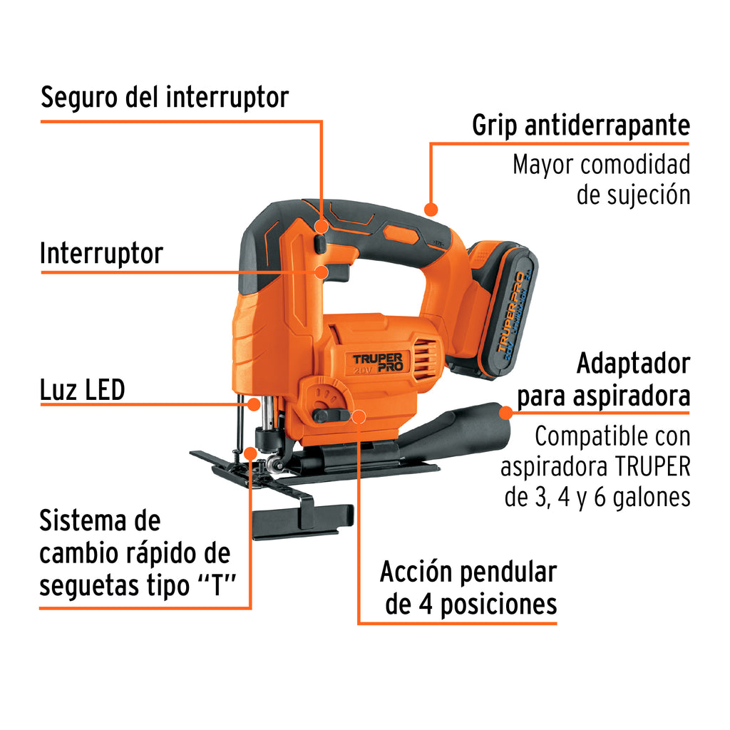 SIERRA CALADORA INALAMBRICA  20V, TRUPERO PRO 102859 *