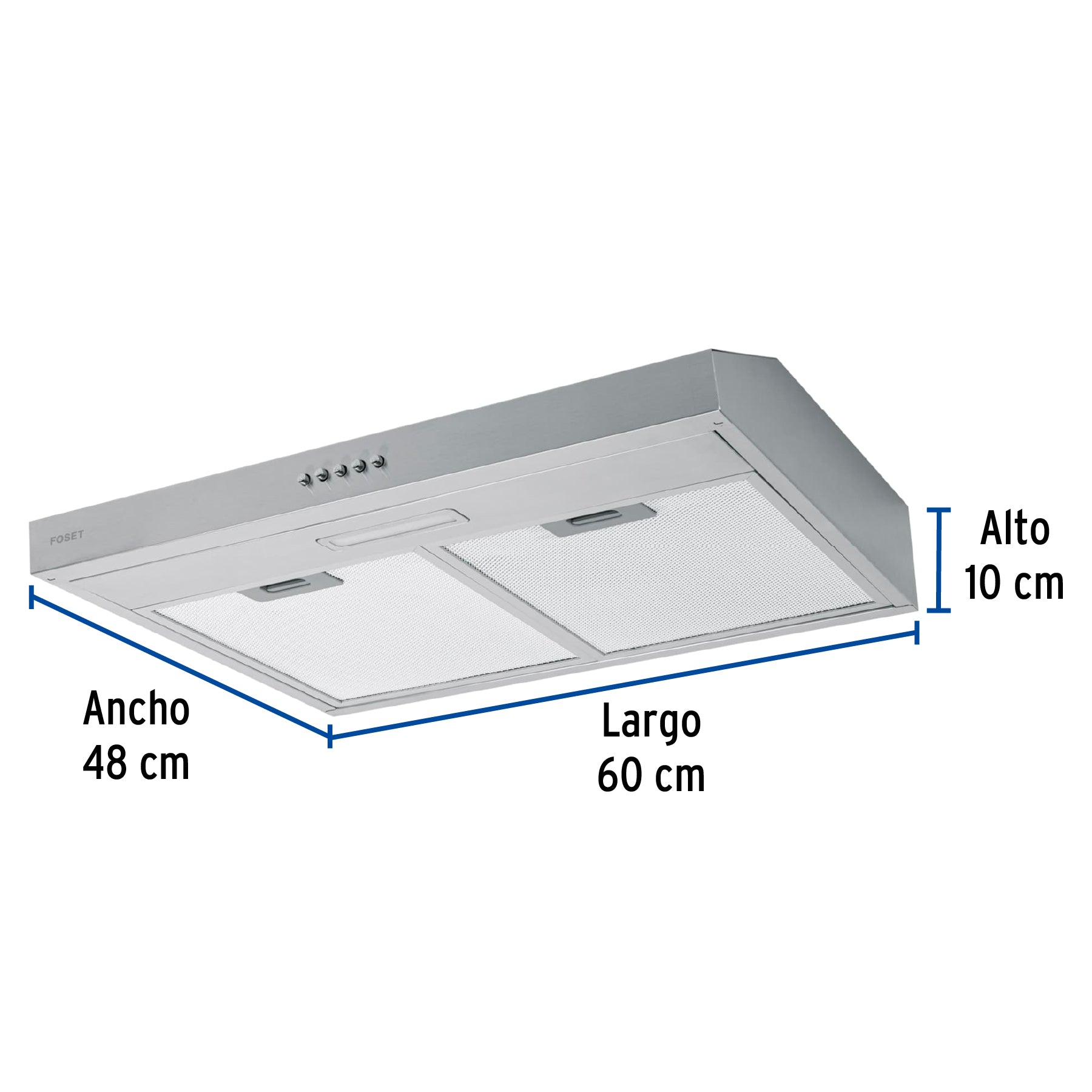 CAMPANA EXTRACTORA 60 CM, DE PARED, ACERO INOXIDABLE, FOSET 46536 N –  ledfuzzion