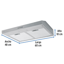 Cargar imagen en el visor de la galería, CAMPANA EXTRACTORA 60 CM, DE PARED, ACERO INOXIDABLE, FOSET 46536 N
