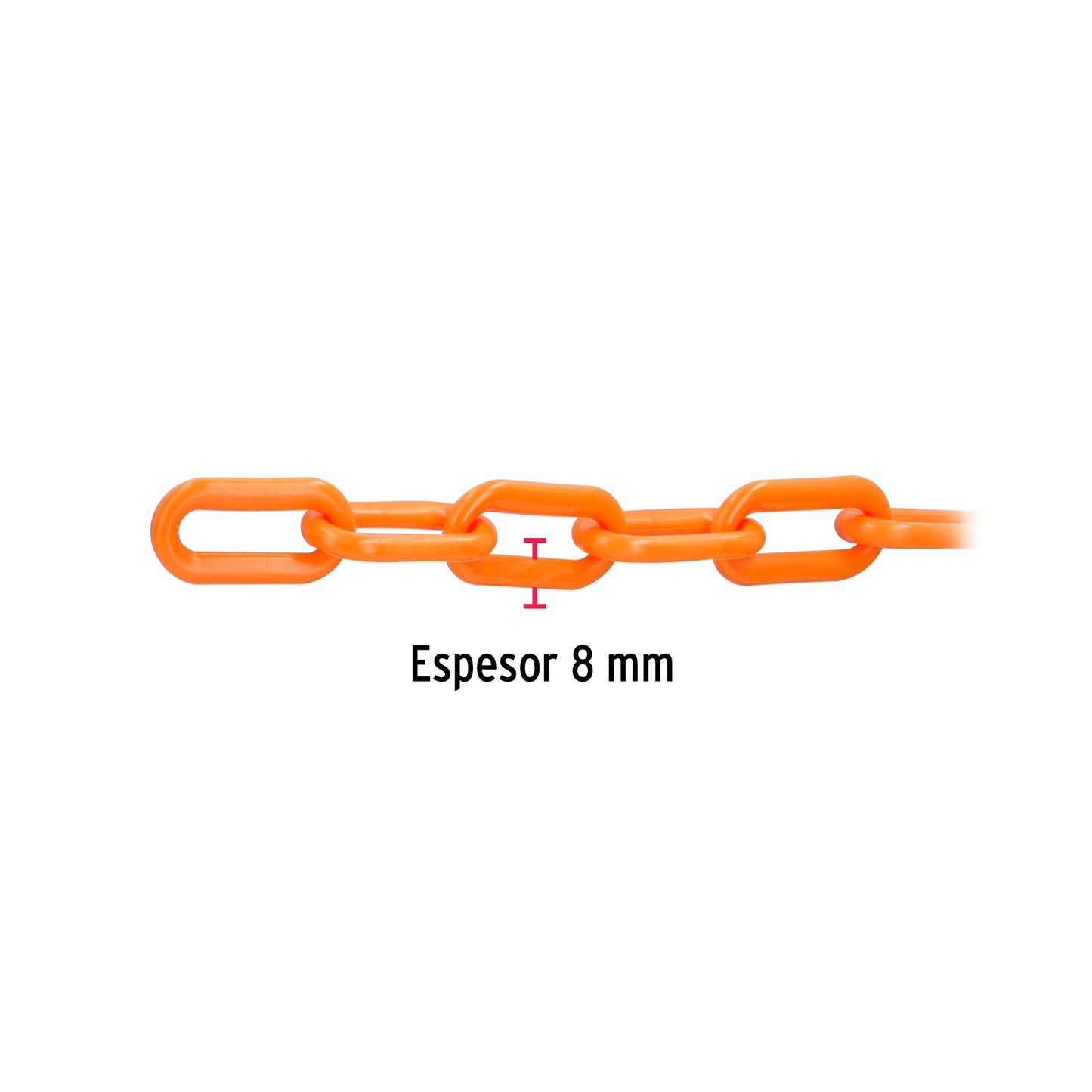 METRO DE CADENA DE 8MM DE PLÁSTICO NARANJA 44185 P