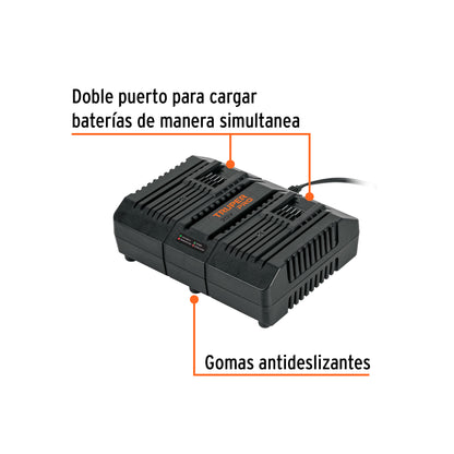 CARGADOR DUAL DE BATERÍAS DE ION LITIO 20V, TRUPER PRO P