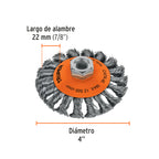 CARDA TIPO CÓNICO 4'' ALAMBRE TRENZADO, TRUPER 14190 *