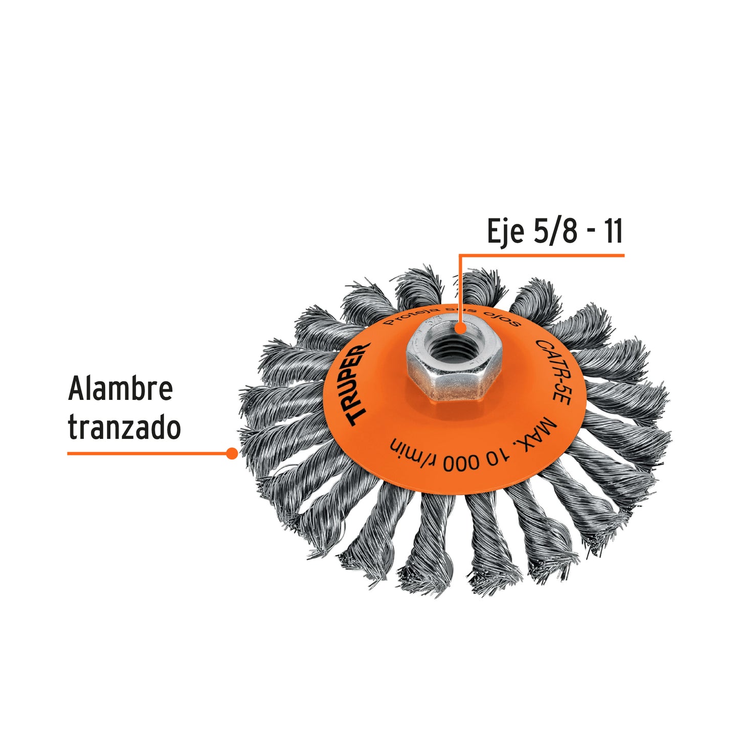 CARDA TIPO CÓNICO ALAMBRE TRENZADO, EJE 5/8''-11, TRUPER 14191 *