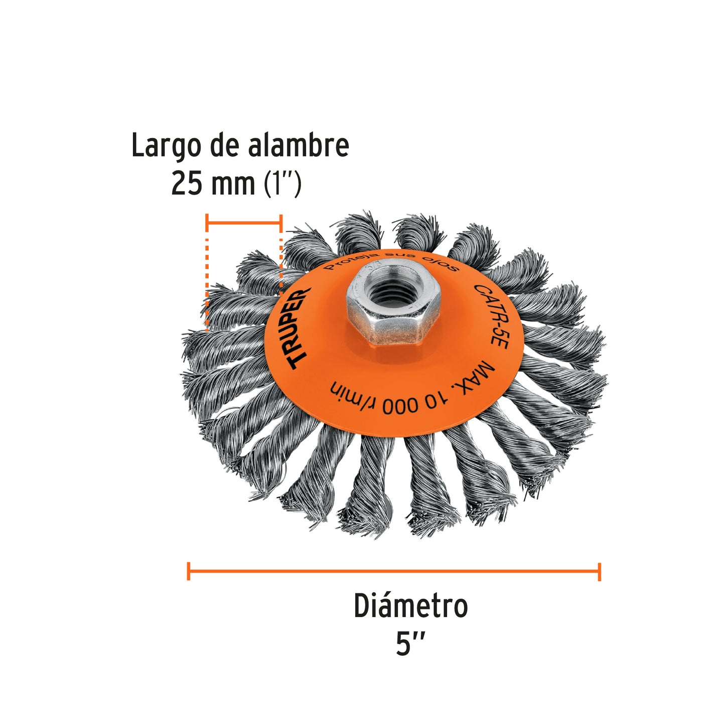 CARDA TIPO CÓNICO ALAMBRE TRENZADO, EJE 5/8''-11, TRUPER 14191 *