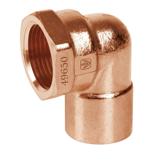 Codo 90° de cobre, rosca interior 1/2", Foset