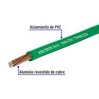 ROLLO DE 100 METROS DE CABLE THW CCA 14 AWG VERDE, BASIC 40219 N