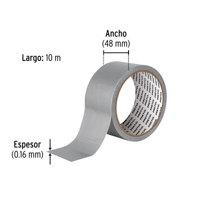 Cinta para ducto 10m x 48mm, espesor 0.16mm, PRETUL