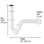 CÈSPOL RIGIDO 1-1/4'', CON CONTRA, POLIPROPILENO, PARA LAVABO 49508 *