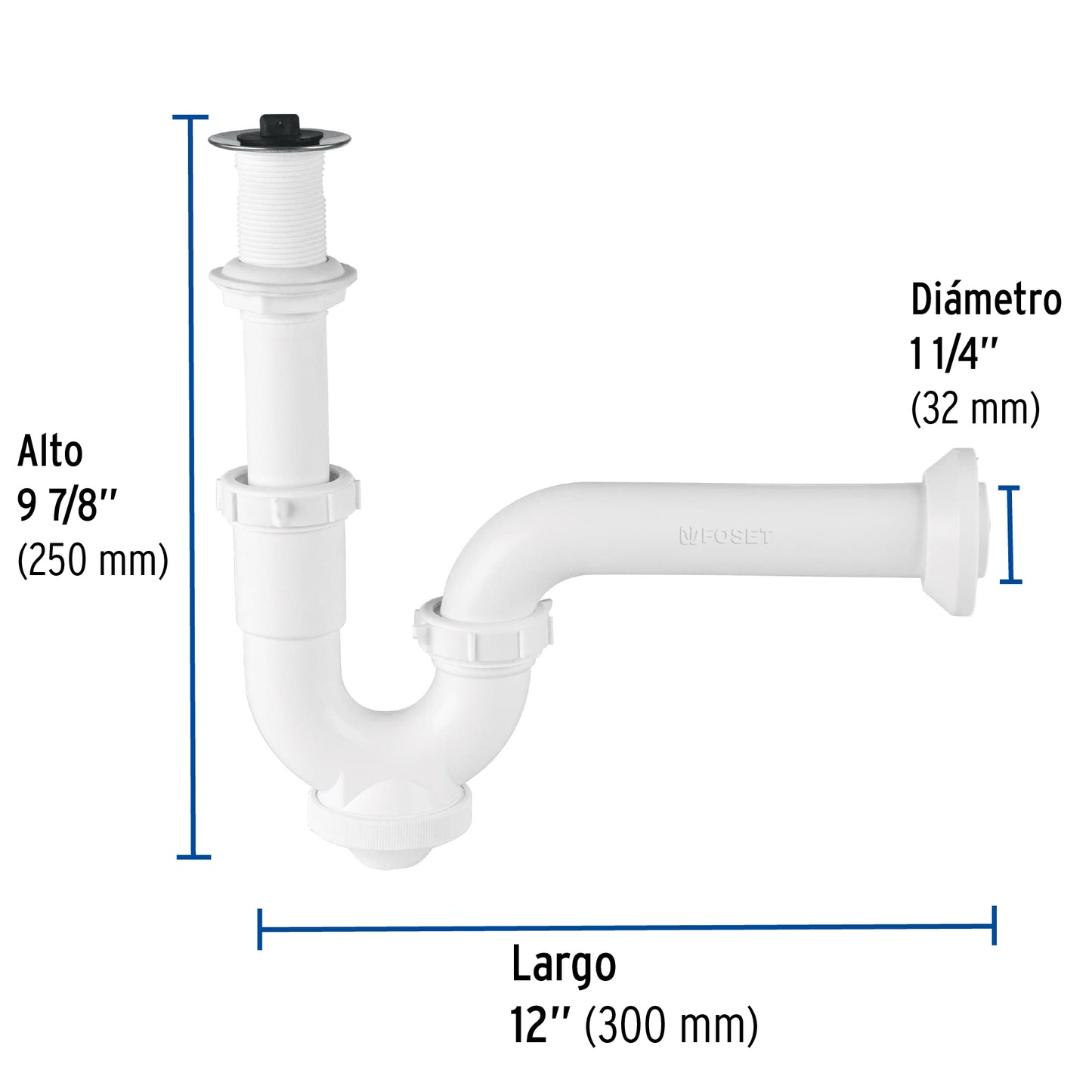 CÈSPOL RIGIDO 1-1/4'', CON CONTRA, POLIPROPILENO, PARA LAVABO 49508 *