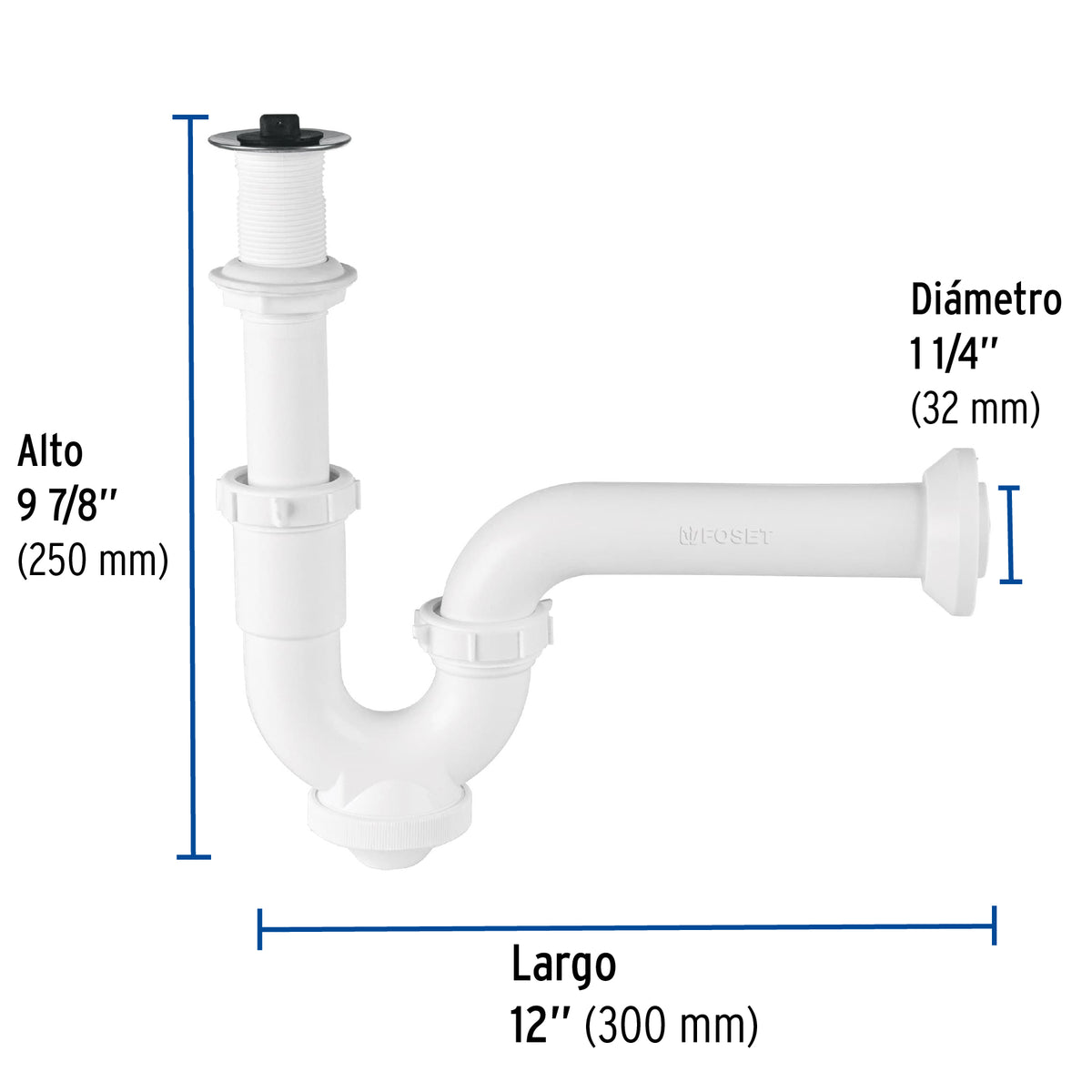 CÈSPOL RIGIDO 1-1/4'', CON CONTRA, POLIPROPILENO, PARA LAVABO 49508 *