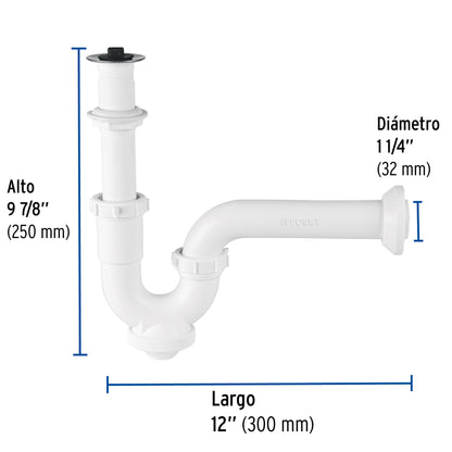 CÈSPOL RIGIDO 1-1/4'', CON CONTRA, POLIPROPILENO, PARA LAVABO 49508 *